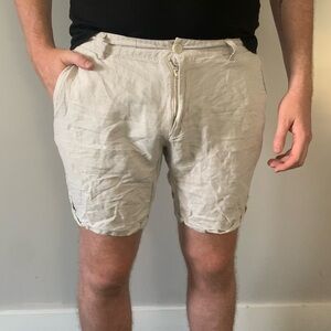 Zara off white linen Mens  shorts